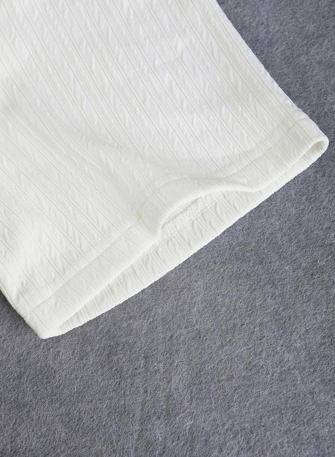 Take Two Men Cream Textured Short Sleeve Shirt and Drawstring Shorts Set - Image 5